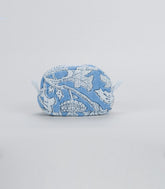Light Blue Cotton Bagru Printed Coin Pouch With Zipper-ACS1077