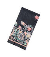 Black Printed Synthetic Tussar Silk Saree With Contrast Border-SY0110