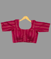 Pink Embroidered Festive Blouse With Stripes