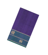 Lavender Handloom Silk Cotton Saree With Checks & Contrast Border-SC3943
