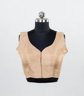 Taupe Readymade Sleeveless Blended Silk Blouse With Sweetheart Neck-RB5212