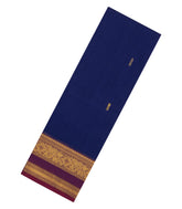 Dark Blue Woven Chettinad Cotton Saree With Buttas & Contrast Border-CN1924