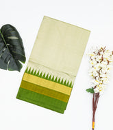 Light Green Handloom Ikat Silk Saree With Contrast Green Border