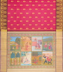 Pink Handloom Ragamala Silk Saree With Zari Buttas - KA16397