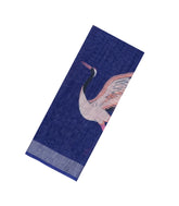 Blue Printed Synthetics Linen Saree With Zari Border-BL5328