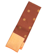 Brown Handloom Korvai Kanchipuram Silk Saree With Floral Zari Buttas-KA12964