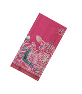Pink Printed Synthetic Tussar Silk Saree With Contrast Border-SY0109