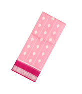 Light Peach Woven Dupion Silk Saree With Floral Motifs & Contrast Border-DS0535