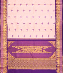 Soft Peach Handloom Kumo Korvai Silk Saree With Japanese Inspired Border & Pallu-KA12632