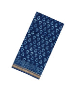 Indigo Printed Chanderi Cotton Saree With Floral Motifs-CC1778