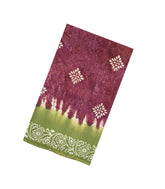 Burgundy Printed Jaipur Cotton Saree With Tie & Dye Motifs-JC1863