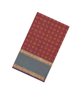 Crimson Handloom Silk Cotton Saree With Annam Chakaram Motifs-SC3947