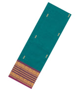 Cyan Woven Chettinad Cotton Saree With Buttas & Contrast Border-CN1835