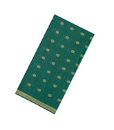 Sea Green Woven Tussar Silk Saree With Floral Motifs & Contrast Border-TU3546