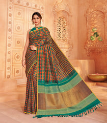 Multicolour Handloom Kottadi Kattam Silk Saree With Floral Buttas - KA12622