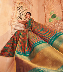 Multicolour Handloom Kottadi Kattam Silk Saree With Floral Buttas - KA12622