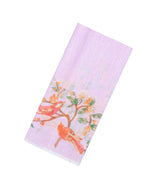 Lavender Printed Synthetic Linen Saree With Bird Motifs-SY0170