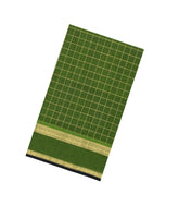 Leaf Green Handloom Silk Cotton Saree With Zari Checks-SC4796
