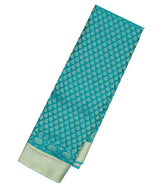 Aquamarine Mysore Crepe Silk Saree With Floral Motifs-MS3116