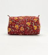 Crimson Cotton Bagru Printed Toiletry Bag With Zipper-ACS1086
