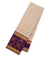 Multi Colour Handloom Korvai Kanchipuram Silk Saree With Stripes-KA15305