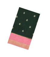 Bottle Green Woven Blended Viscose Saree With Zari Buttas-BL5629