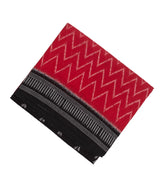 Red & Black Handwoven Orissa Cotton Saree With Tie & Dye Motifs