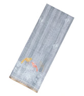 Grey Woven Art Linen Saree With Printed Bird Motifs-BL3621