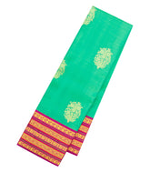 Aquamarine Handloom Korvai Kanchipuram Silk Saree With Zari Buttas-KA15953