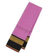 BubbleGum Pink Handloom Korvai Kanchipuram Silk Saree With Checks-KA13476