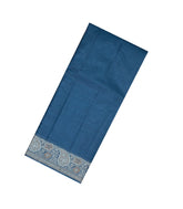 Navy Blue Woven Tussar Silk Saree With Meena Floral Border-TU2965