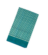 Cyan Handloom Pochampally Ikat Silk Saree With Tie & Dye Chevron Motifs-IK0394