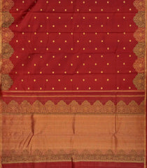 Rustic Brown Handloom Natural Dyed Chrysanthemum Silk Saree With Running Border-KA12627