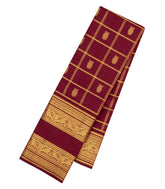 Maroon Handloom Kanchipuram Silk Saree With Zari Checks & Buttas-KA16908