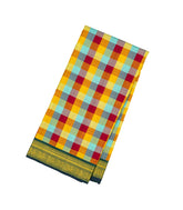 Multi Colour Handloom Kanchipuram 9 Yards Silk Saree Green Border-KA13424