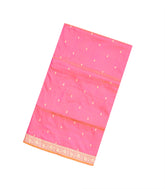 Dark Peach Handloom Banarasi Silk Saree With Floral Buttas-BE1495