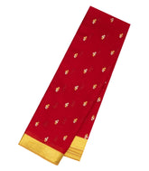 Red Woven Mysore Silk Saree With Floral Buttas