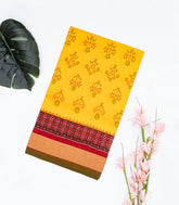 Yellow Handloom Ikat Silk Saree With Floral Motifs