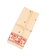 Cream Handloom Tussar Silk Saree With Red Floral Motifs-TU2650