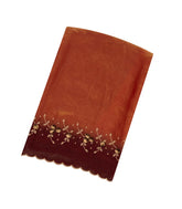 Orange Woven Blended Tissue Saree With Embroidered Floral Motifs-EN1912
