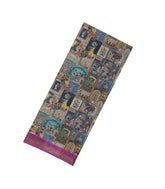 Pink Printed Art Linen Saree With Zari Border-BL6025