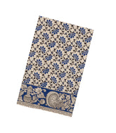 Taupe Woven Kalamkari Cotton Saree With Blue Printed Motifs-KAL1162