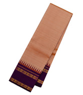 Dusty Peach Handloom Korvai Kanchipuram Silk Saree With Contrast Border-KA12928