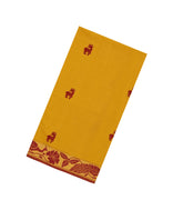 Mustard Handloom Bengal Cotton Saree With Deer Buttas-BG1703