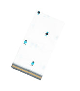 White Woven Chirala Cotton Saree With Bird Buttas & Grey Border-CR1281