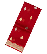 Crimson Handloom Banarasi Organza Silk Saree With Floral Buttas-BE1668
