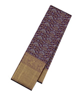 Dark Purple Handloom Kanchipuram Silk Saree With Gold & Silver Zari Motifs-KA13492