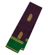 Burgundy Handloom Korvai Kanchipuram Silk Saree With Zari Buttas-KA15367