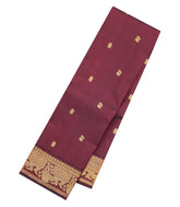 Dark Maroon Handloom Silk Saree With 108 Karnas In Pallu-KA16224