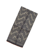 Black Handloom Tussar Silk Saree With Printed Stripes Motifs & Madhubani Pallu-TU2807